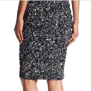 Haute Hippie Mosaic Sequin Pencil Skirt